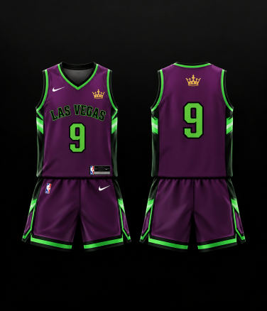 Las Vegas Purple and Green Basketball Uniform Mockup
